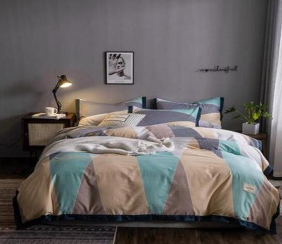3D Green Brown Triangle 14036 Bed Pillowcases Quilt