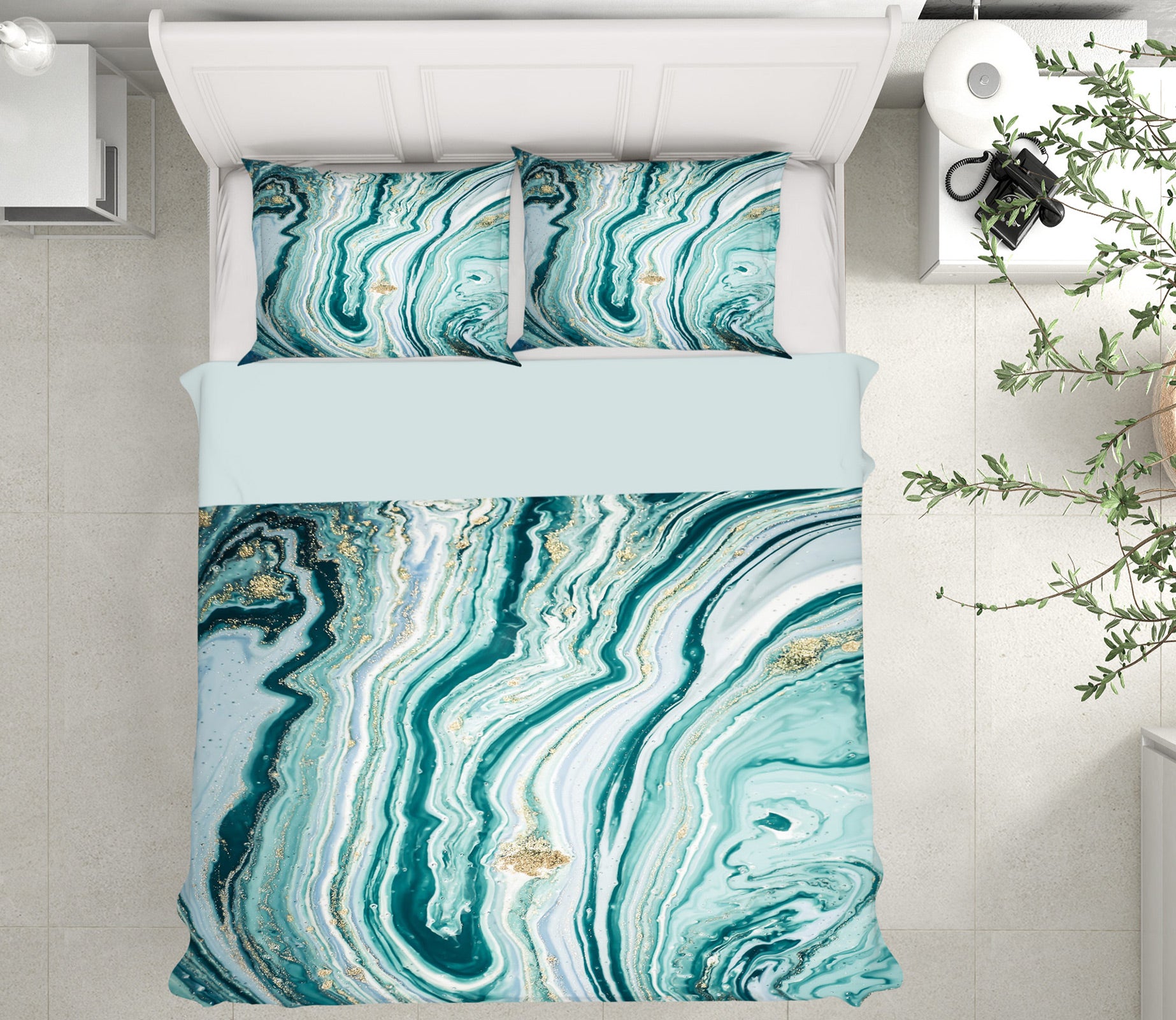 3D Green Marble Pattern 16143 Bed Pillowcases Quilt