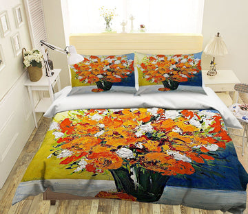 3D Orange Flowers 2005 Allan P. Friedlander Bedding Bed Pillowcases Quilt Quiet Covers AJ Creativity Home 