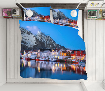 3D Mountain Town 093 Marco Carmassi Bedding Bed Pillowcases Quilt