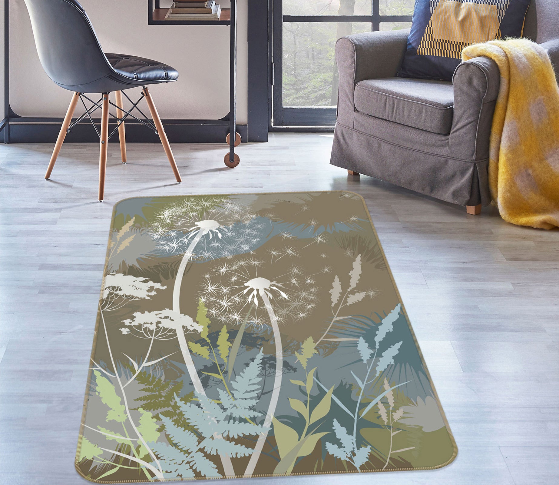 3D Dandelion Leaves 33102 Non Slip Rug Mat