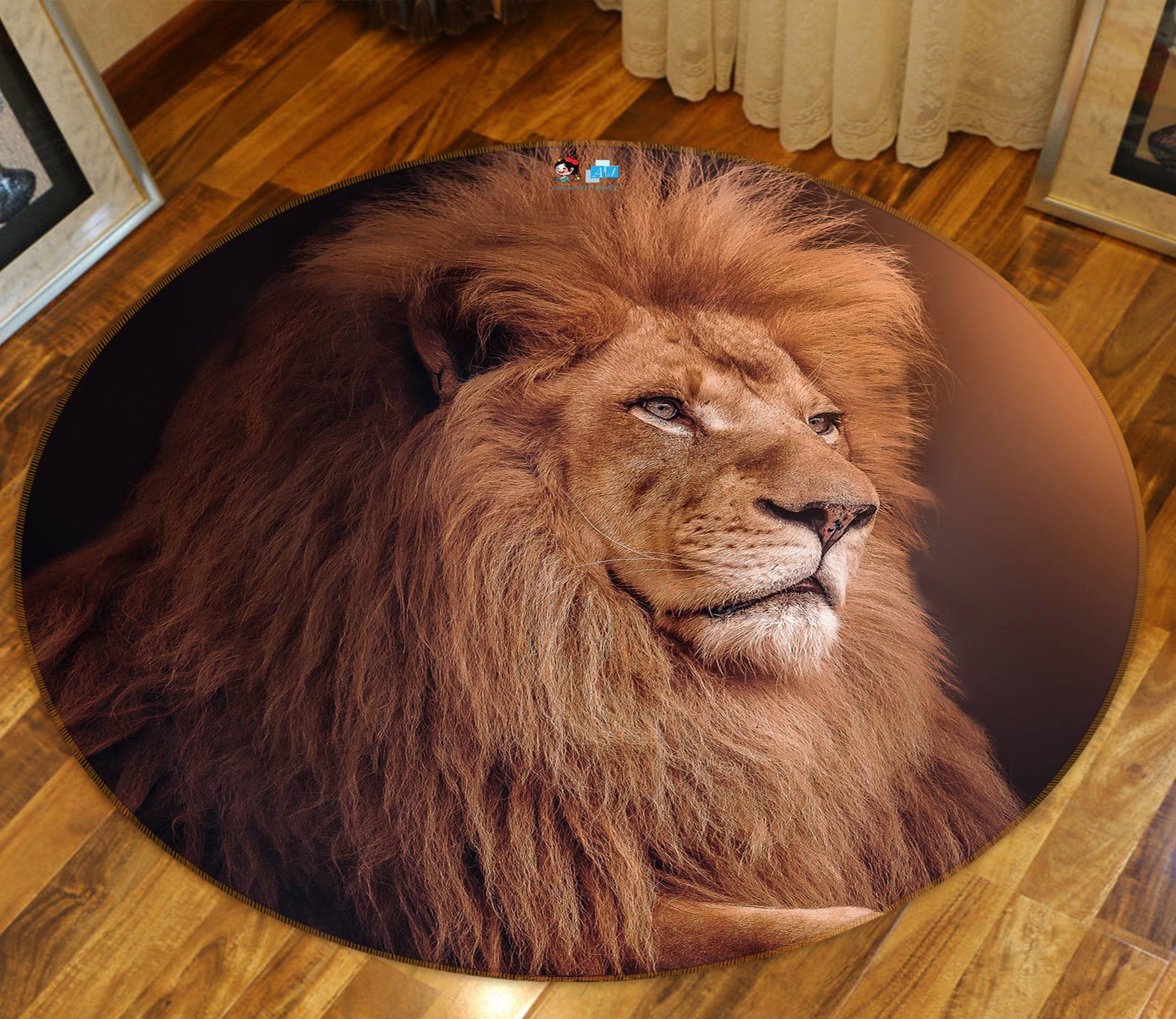 3D Lion 81185 Round Non Slip Rug Mat