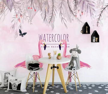 3D Pink Flamingo 1871 Wall Murals Wallpaper AJ Wallpaper 2 