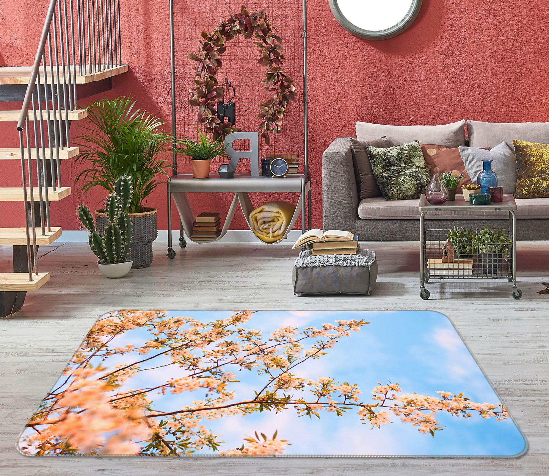 3D Flower Branch 27138 Non Slip Rug Mat