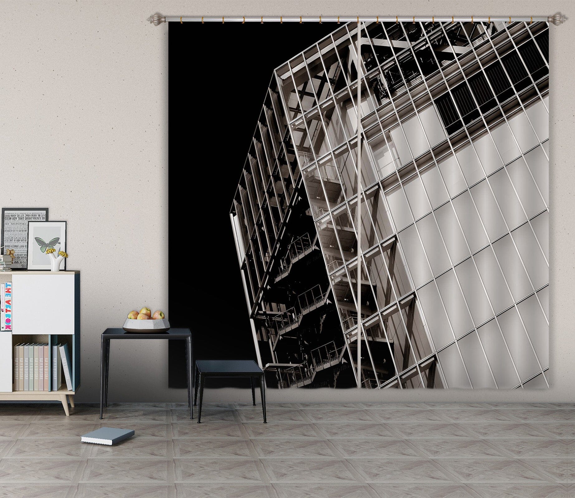 3D Dangerous Building 047 Noirblanc777 Curtain Curtains Drapes Curtains AJ Creativity Home 