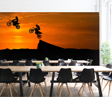 3D Sunset Motorcycle 194 Vehicle Wall Murals