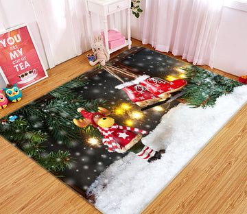 3D Deer Snow Shoe 55027 Christmas Non Slip Rug Mat Xmas