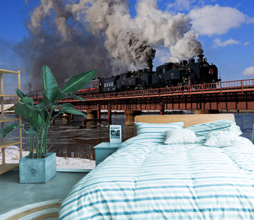 3D Train Black Smoke 174 Vehicle Wall Murals