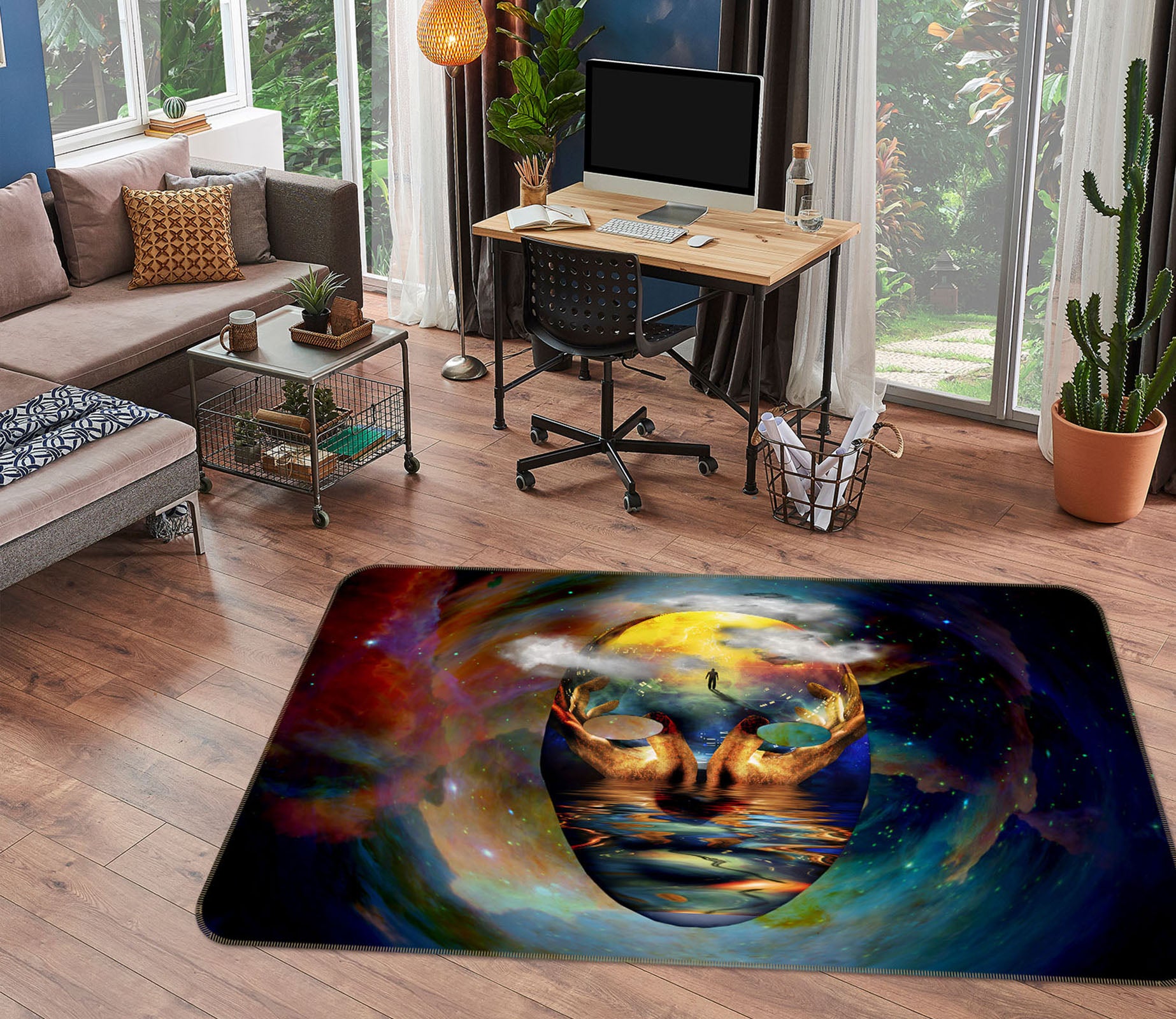 3D Planet Face 34167 Non Slip Rug Mat