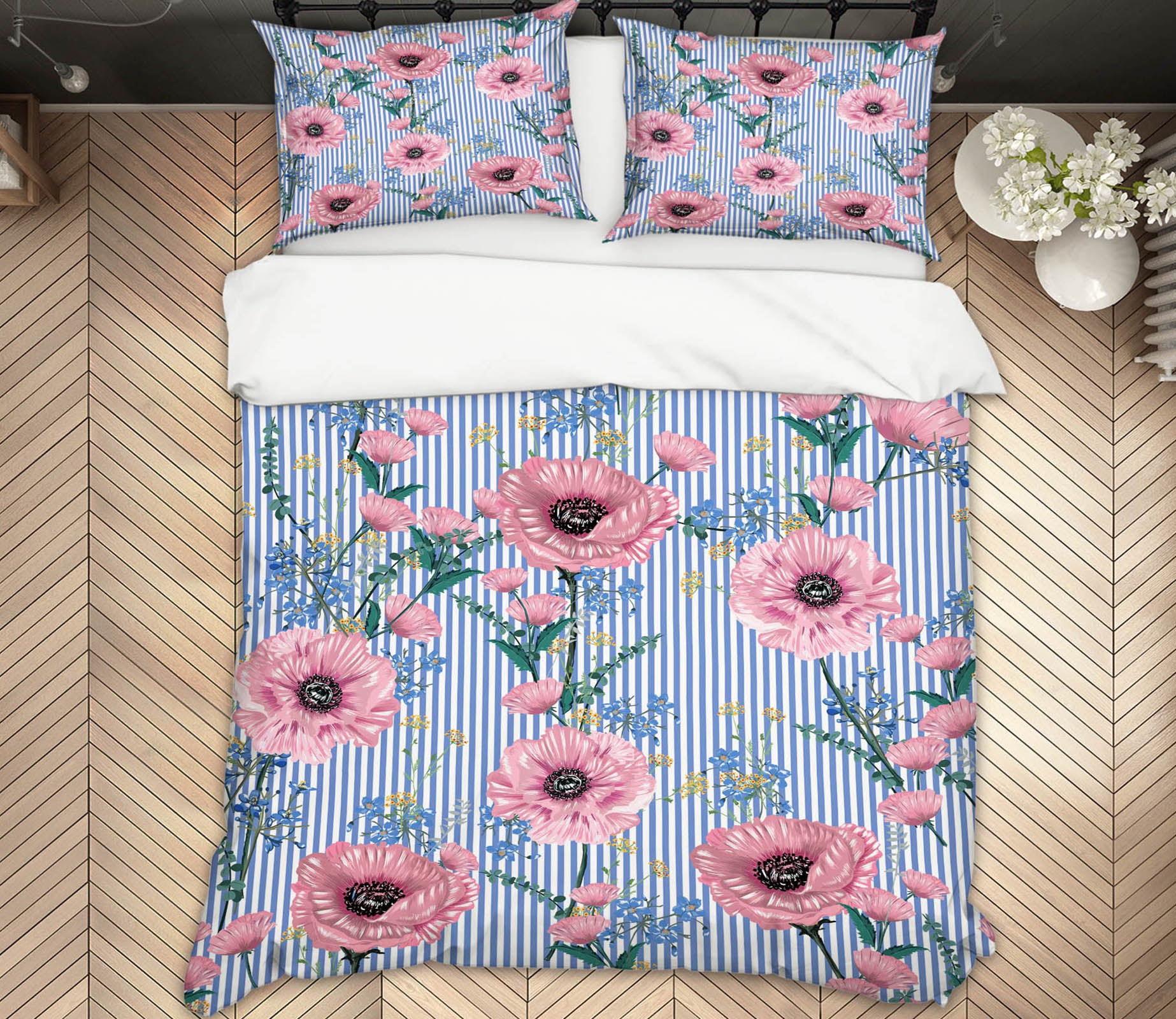 3D Pink Flower Pattern 60248 Bed Pillowcases Quilt