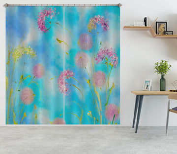 3D Pink Flower Grass 2335 Skromova Marina Curtain Curtains Drapes