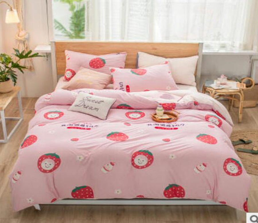 3D Pink Strawberry 40264 Bed Pillowcases Quilt