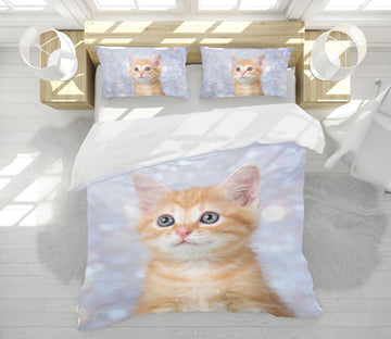 3D Little Orange Cat 15074 Bed Pillowcases Quilt