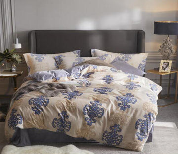 3D Blue Dark Flower 20004 Bed Pillowcases Quilt