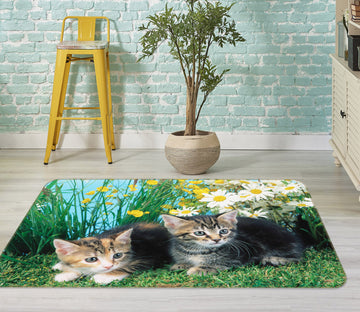 3D Kitten Grass 109 Animal Non Slip Rug Mat