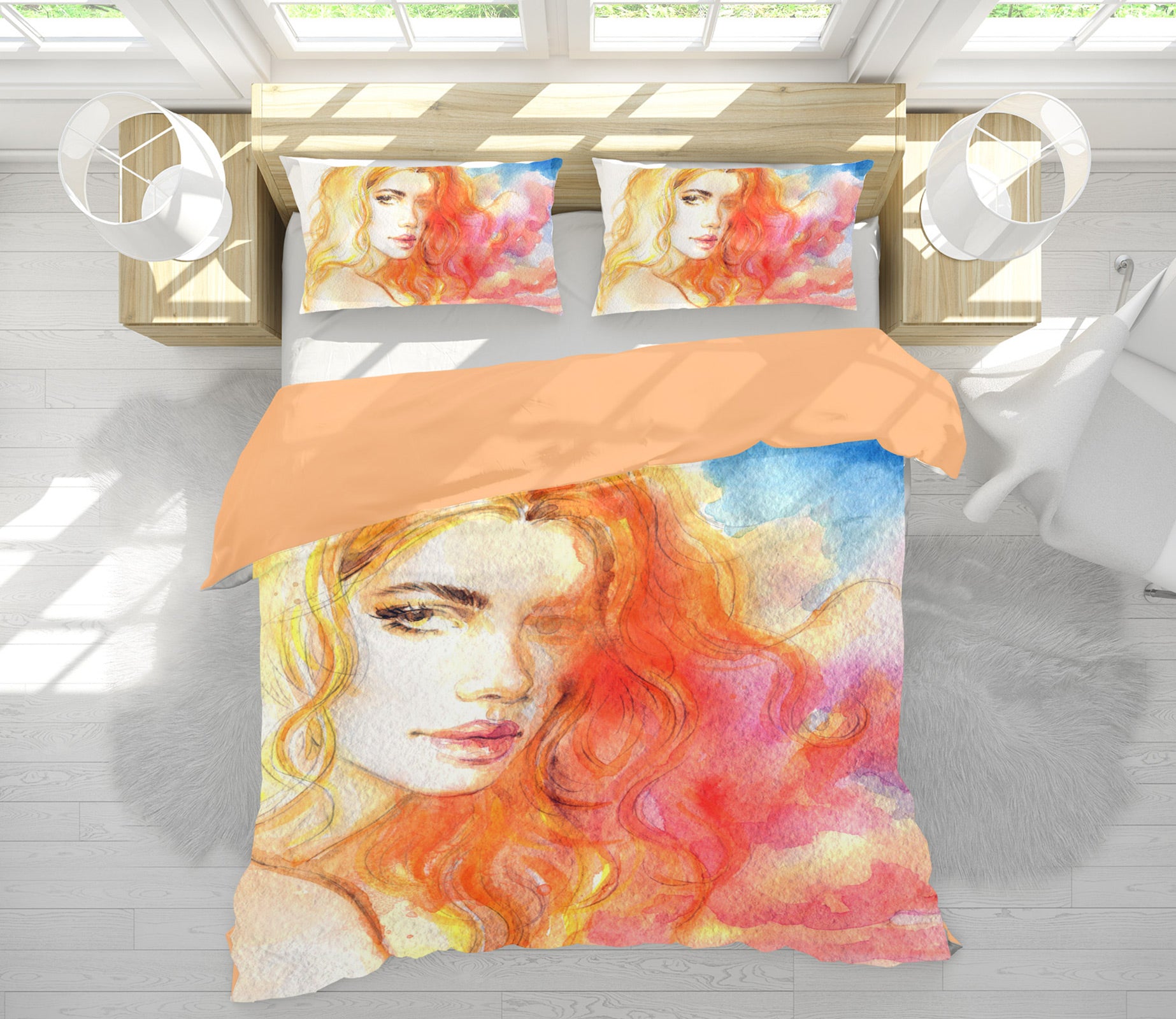3D Yellow Hair Woman 058 Bed Pillowcases Quilt