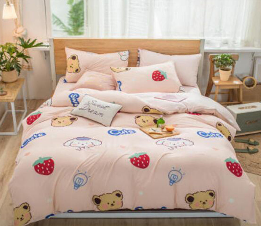 3D Strawberry Bear 40275 Bed Pillowcases Quilt