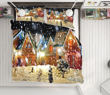 3D Snow House 51070 Christmas Quilt Duvet Cover Xmas Bed Pillowcases