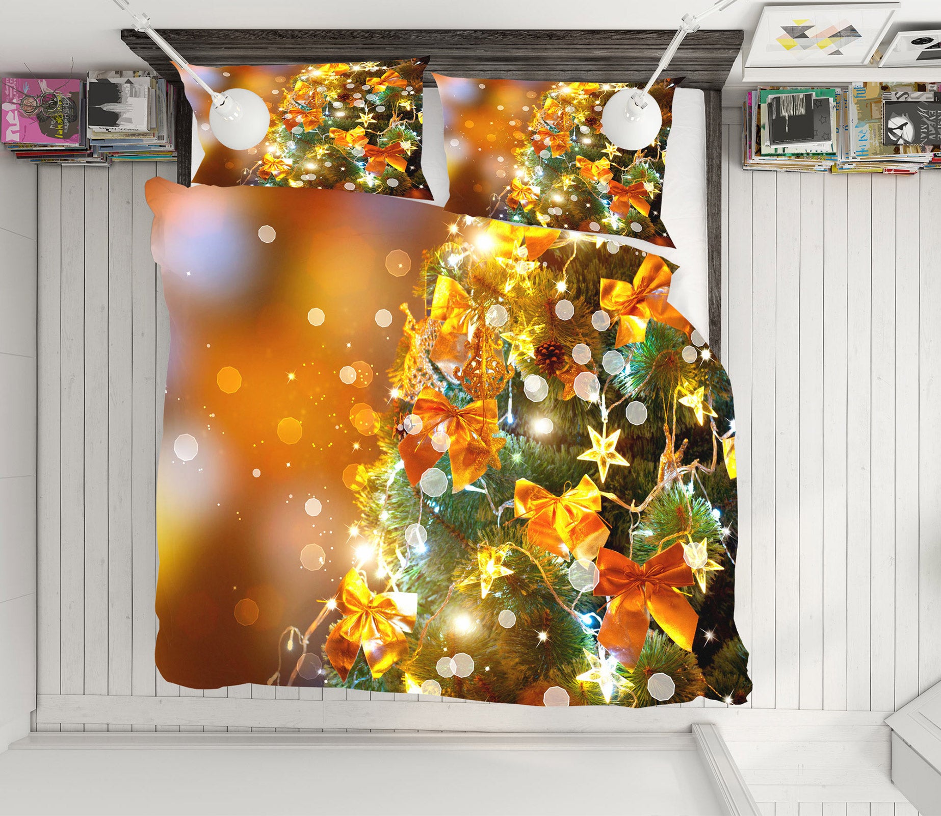 3D Tree Bow Pendant 50017 Christmas Quilt Duvet Cover Xmas Bed Pillowcases