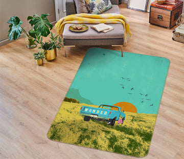 3D Grassland Car Sunrise 84111 Showdeer Rug Non Slip Rug Mat