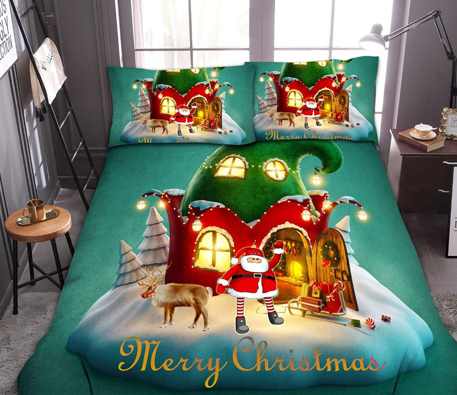 3D Christmas House 45235 Christmas Quilt Duvet Cover Xmas Bed Pillowcases