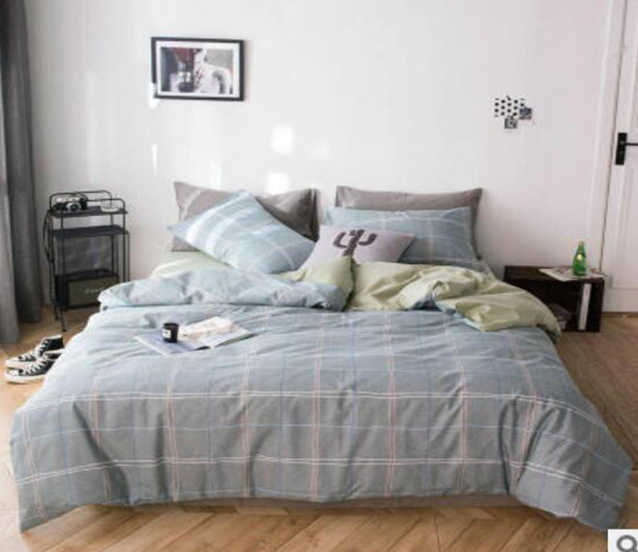 3D Big Grey Grid 40102 Bed Pillowcases Quilt