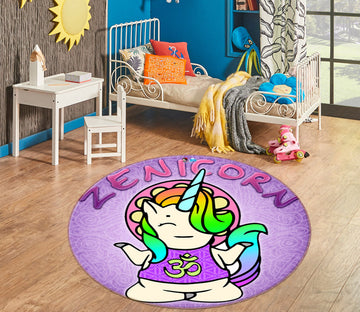 3D Cartoon Unicorn 8878 Brigid Ashwood Rug Round Non Slip Rug Mat