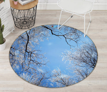 3D Snow Branches 74005 Round Non Slip Rug Mat