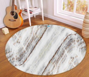 3D White Marbling 69225 Round Non Slip Rug Mat