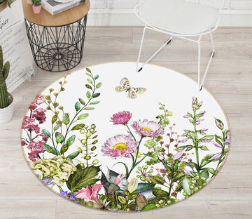 3D Flower Bush 37025 Round Non Slip Rug Mat
