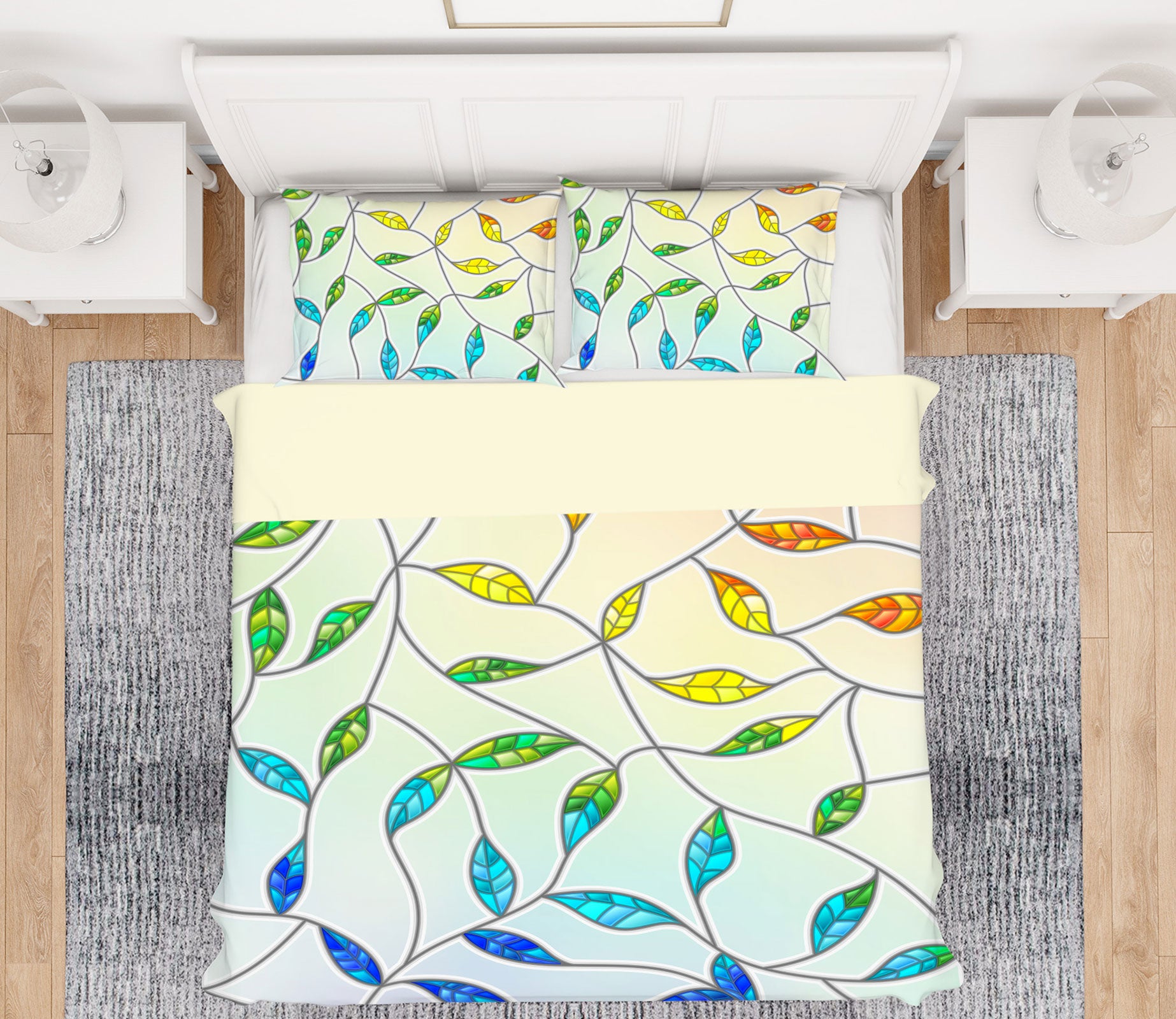 3D Colored Leaves 13229 Bed Pillowcases Quilt