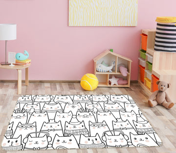 3D Cat Pattern 35039 Non Slip Rug Mat