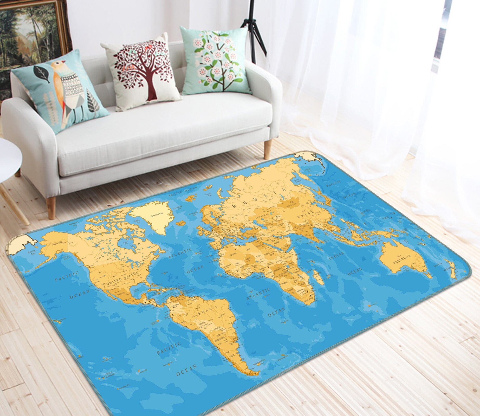 3D Yellow Pattern 278 World Map Non Slip Rug Mat Mat AJ Creativity Home 