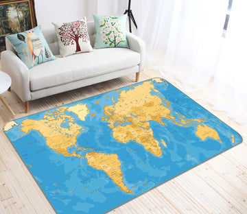 3D Yellow Pattern 278 World Map Non Slip Rug Mat Mat AJ Creativity Home 