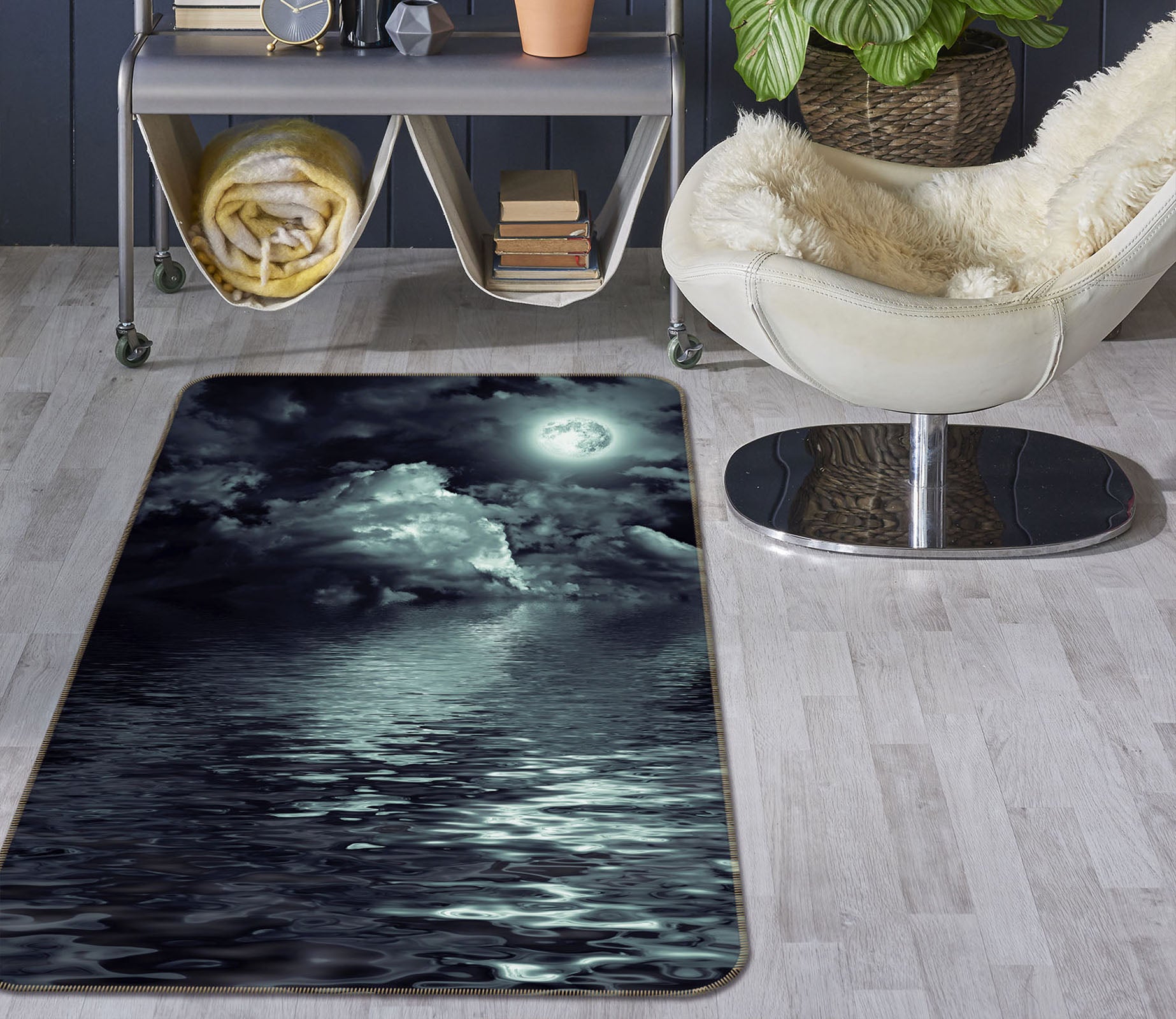 3D Water Surface Moon 32108 Non Slip Rug Mat