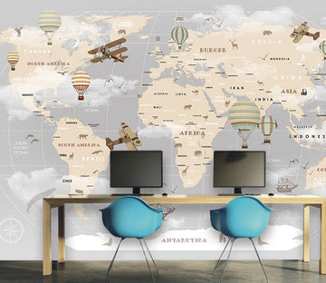 3D Balloon Map 2080 Wall Murals Wallpaper AJ Wallpaper 2 