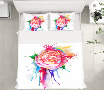 3D Colorful Watercolor Roses 58223 Bed Pillowcases Quilt