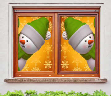 3D Snowman Snowflake 43083 Christmas Window Film Print Sticker Cling Stained Glass Xmas