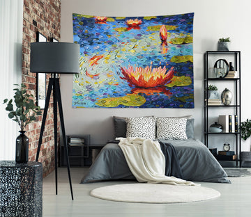 3D Lotus Goldfish 11806 Dena Tollefson Tapestry Hanging Cloth Hang
