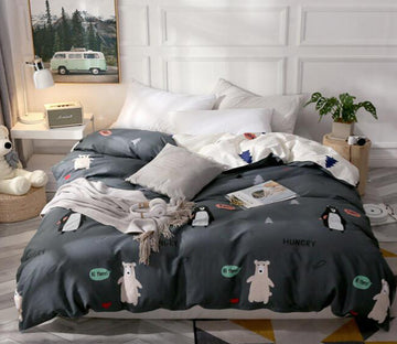 3D Cartoon Bear Penguin 4125 Bed Pillowcases Quilt