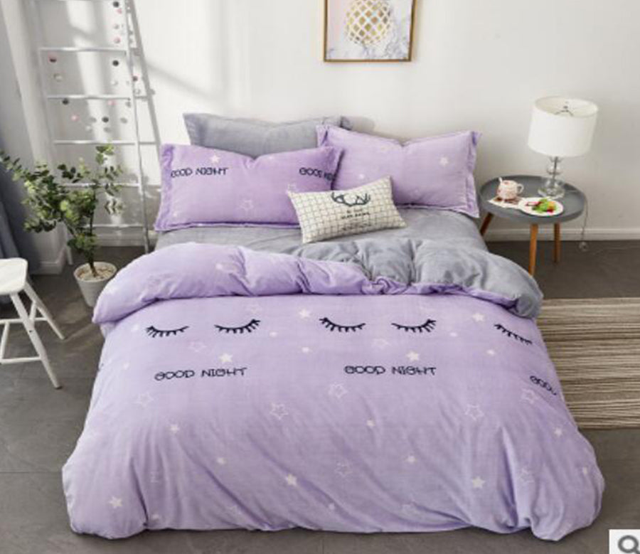 3D Light Purple 20165 Bed Pillowcases Quilt
