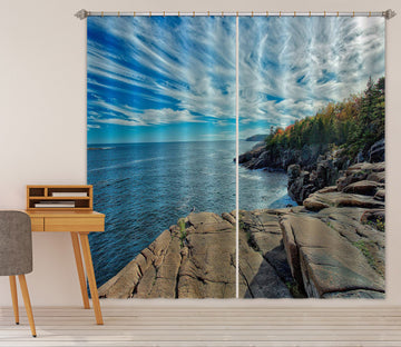 3D Big Rocks Sea 61213 Kathy Barefield Curtain Curtains Drapes