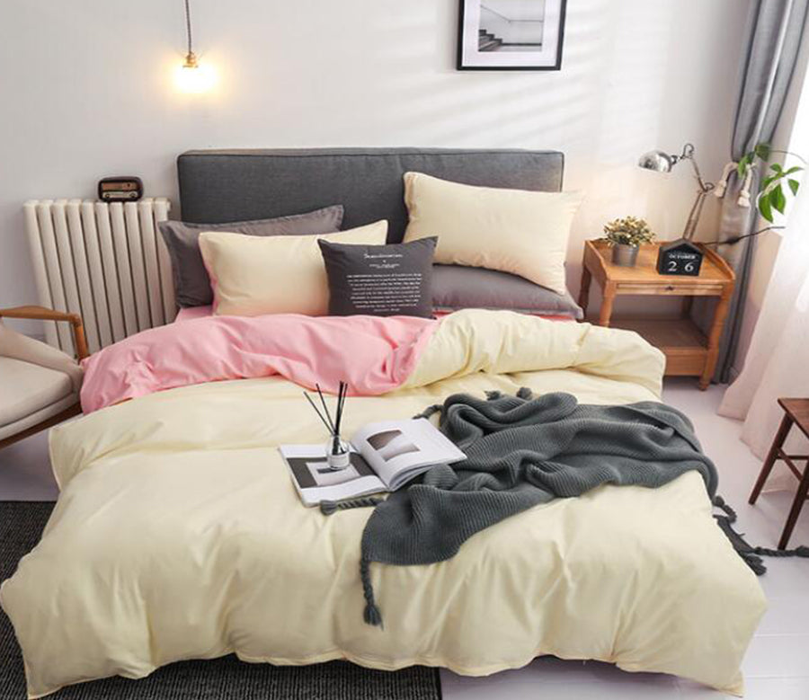 3D Pink Light Yellow 12113 Bed Pillowcases Quilt