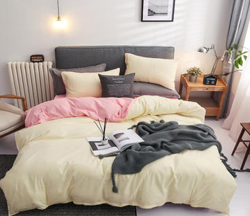 3D Pink Light Yellow 12113 Bed Pillowcases Quilt