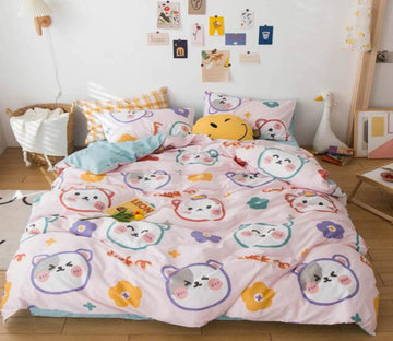 3D Cartoon Kitten Head 5020 Bed Pillowcases Quilt