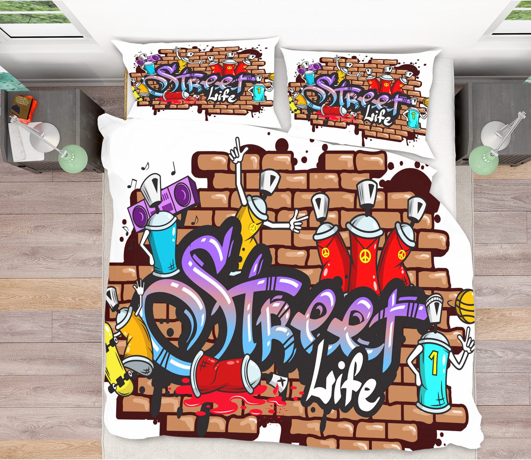 3D Graffiti Brick Wall 60047 Bed Pillowcases Quilt