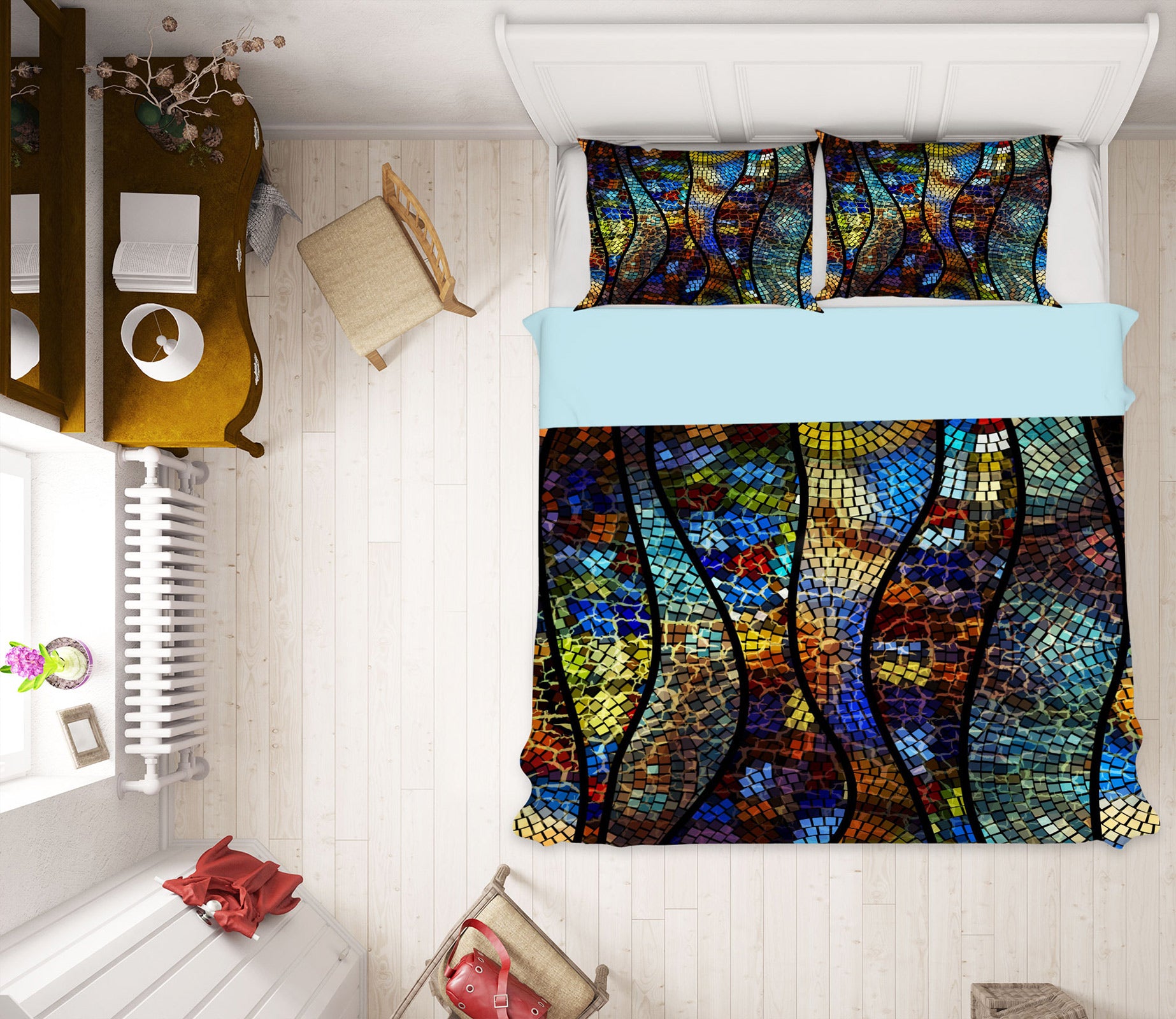 3D Curve Pattern 16177 Bed Pillowcases Quilt