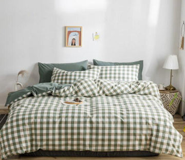 3D Green Small Grid 15050 Bed Pillowcases Quilt