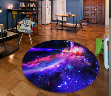 3D Color Starlight Starry Sky 74105 Round Non Slip Rug Mat