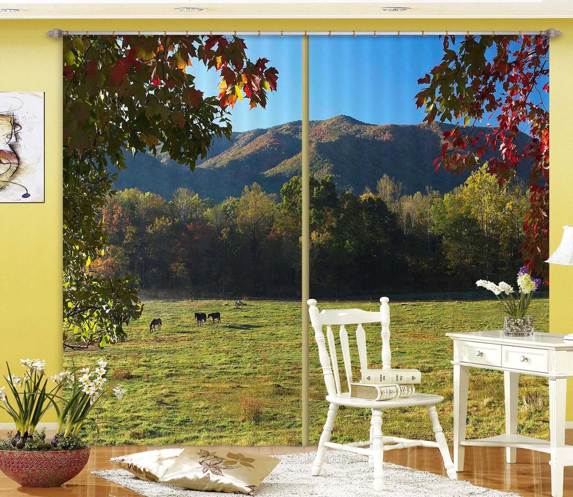 3D Prairie Horse 054 Kathy Barefield Curtain Curtains Drapes Curtains AJ Creativity Home 